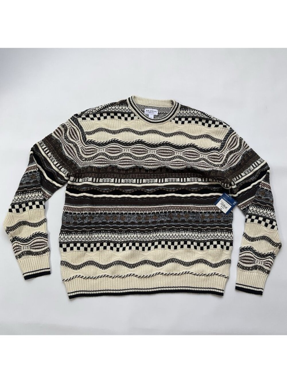 $48 Arizona Jean Co. Men’s Tribal Pullover Sweater Brown Multi Size M